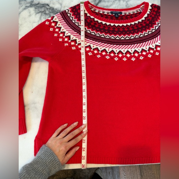 Lands End Red Fair Isle Sweater in Sz XL #0659 - Picture 3 of 6
